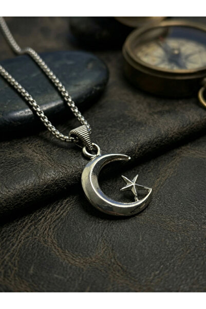 Velcari Moon Star Minimalist Style Stainless Steel Men's Necklace