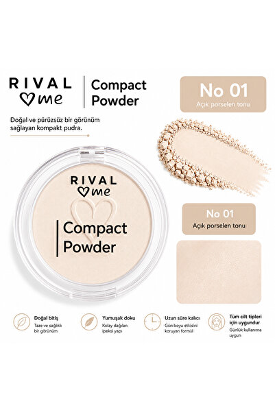 Rival Loves Me Compact Powder No:01 Açık Porselen Tonu Kompakt Pudra