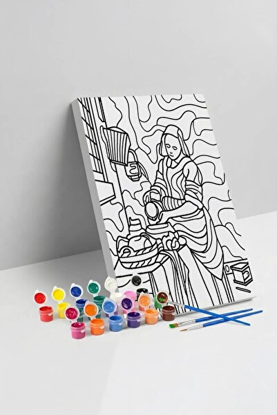 Yatinks Sütçü Kız Desenli Mandala Tuval Boyama Seti 40x50 cm
