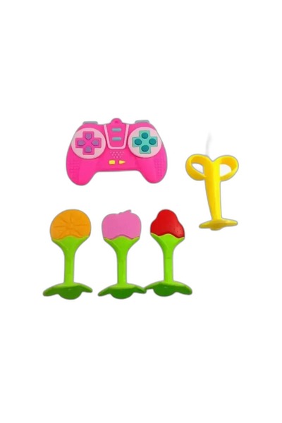 LOOFI 5-Piece Set of Silicone Baby Teethers - Pink