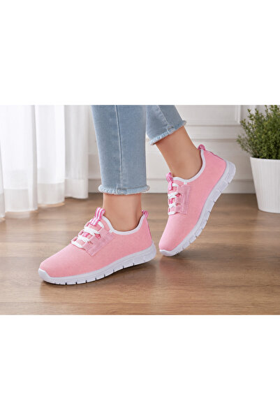 MG Girls' Pink Mesh Casual Sports Shoes Lightweight Comfortable Breathable
