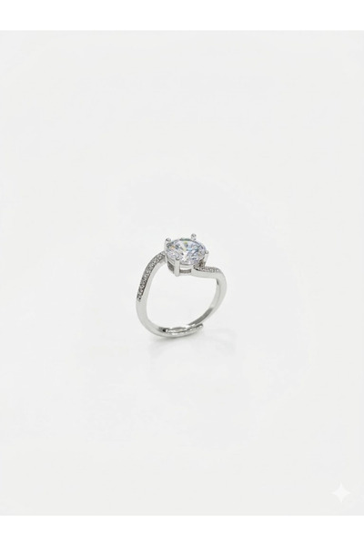magicool Half Round Stone Baguette Stone Model Solitaire Ring - Yz0235