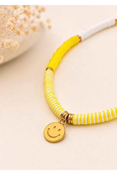 Archhazel Jewelery Yellow Smiley Fimo Necklace – Summer Choker Necklace with ...