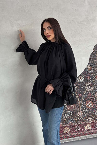 Esma Gündoğdu Almina Volan Sleeve Blouse Black