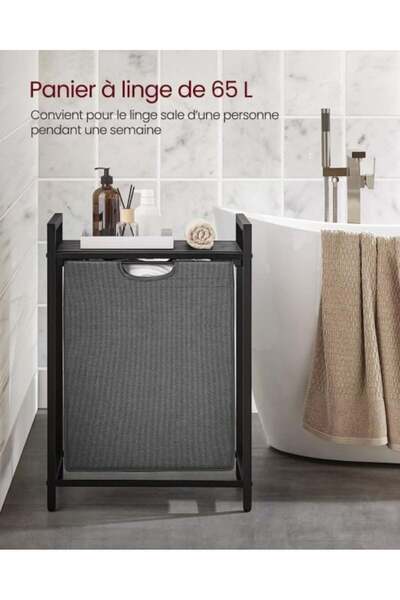 VASAGLE Laundry basket, Vasagle, Black-Grey, 50 x 33 x 76 cm