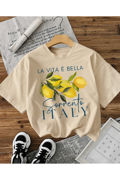 Boi Tricou de damă cu imprimeu La Vita e Bella Sorrento