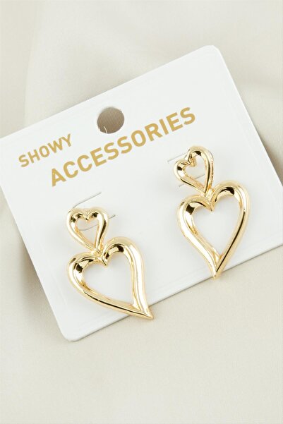 ZERO LAND Ilkeshop Heart New Season (21440) Metal Earrings-Yellow