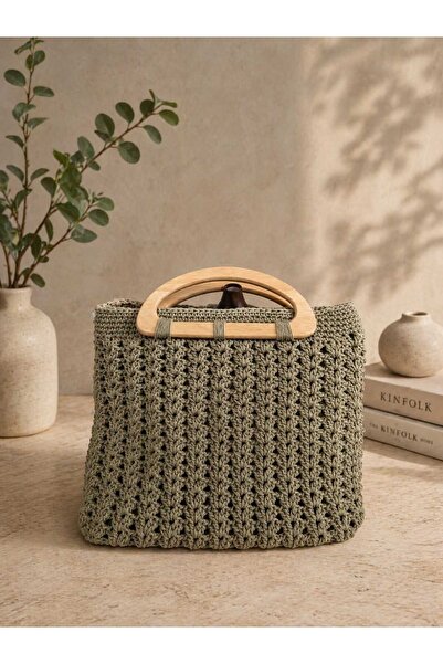 Sertdemir handmade AHŞAP SAPLI EL ÖRGÜ ÇANTA