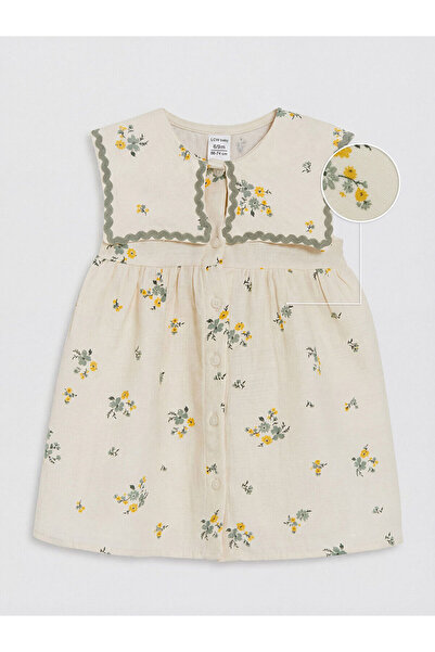 LC Waikiki Nevavm Farkıyla Bebe Collar Floral Baby Girl Muslin Dress