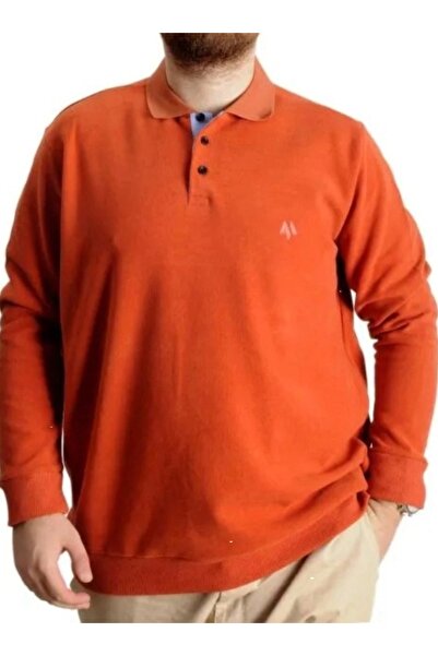 cusseli Large Size Men's Sweat Polo with Thessaloniki Embroidery C20440 Cinnamon