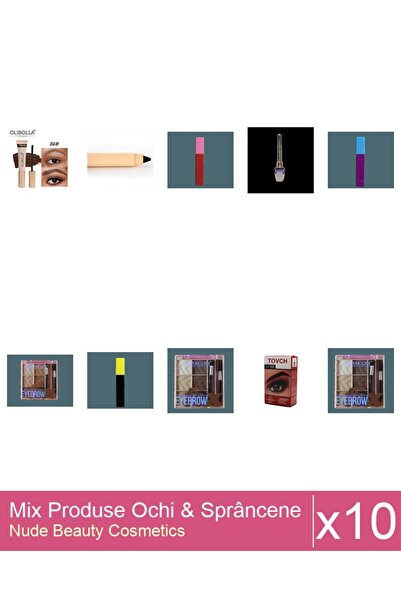 Makeup Set Mix 10 produse Rimel Sprancene: Fard de sprancene SevenCool, Nr 1,...