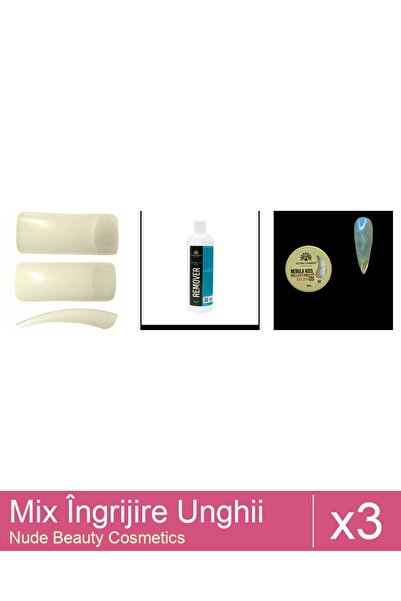 Makeup Set Mix 3 produse Ingrijire Unghii: Tips patrat , 100 buc, Remover pen...
