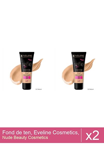 Makeup Set 2x Fond de ten, Eveline Cosmetics, Selfie Time 2 in 1, 04 , 30ml