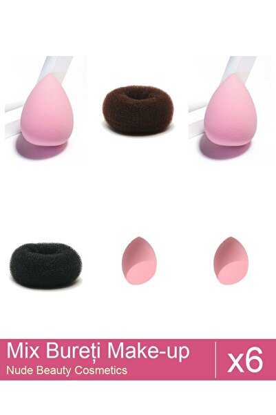 Makeup Set Mix 6 products Sponges: Extra-soft make-up sponge, pale pink - bev...