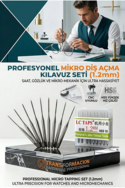 Transformacion Süper İnce 1.2mm HSS Hassas Makine Kılavuz Ucu Seti - 10 Adet ...