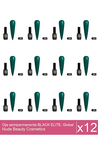 Makeup Set of 12x BLACK ELITE semi-permanent nail polish, Global Fashion 8 ml...
