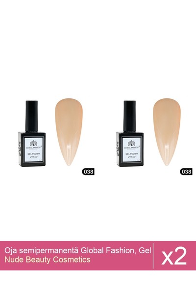 Makeup Set 2x Oja semipermanentă Global Fashion, Gel polish Elite Glow 15 ml,038