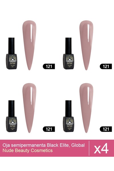 Makeup Set 4x Oja semipermanenta Black Elite, Global Fashion 8 ml,121