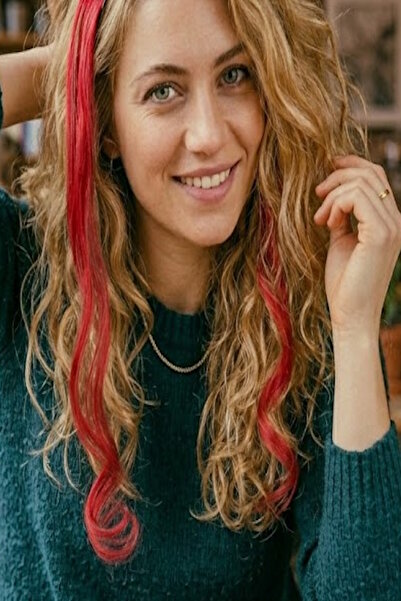 CAŞ DEKORASYON Red Color Wavy Side Clip-In Hairpiece 45 cm (2 Pieces)
