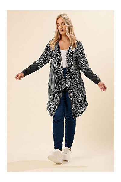 LC Waikiki Nevavm Big Size with Difference Long Sleeve Leather Detailed Open ...