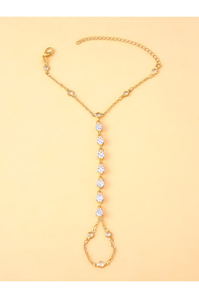 Choice Gold-color A rhinestone finger bracelet, a fashionable piece of jewelr...