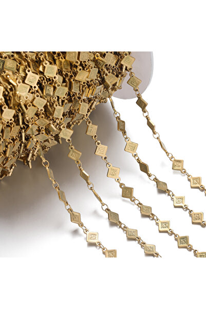 Choice11 Golden-Rhombus 1m Stainless Steel Handmade Chain Embossing Star Moon...