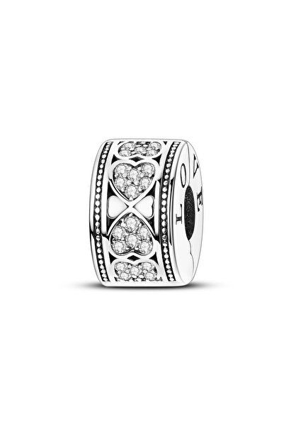 Choice KTC1339 925 Sterling Silver Vintage Heart Clip Charms Clear CZ Filigre...