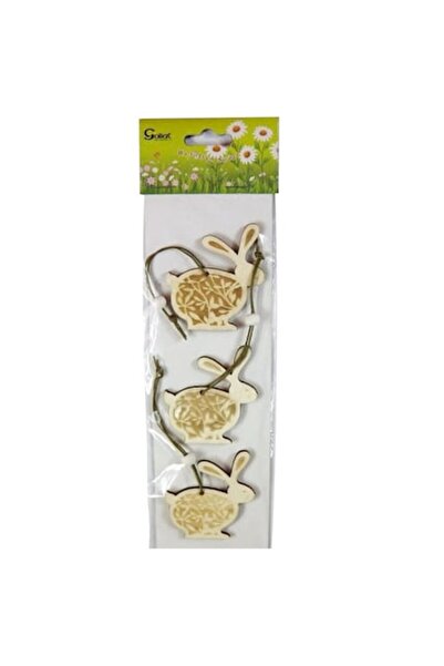 Goliat Set of three wooden decorations in the shape of bunnies, Goliat, brown...