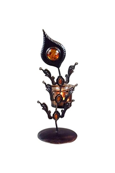 Goliat sfeșnic metalic cu elemente din sticlă, 25x10 cm, design elegant