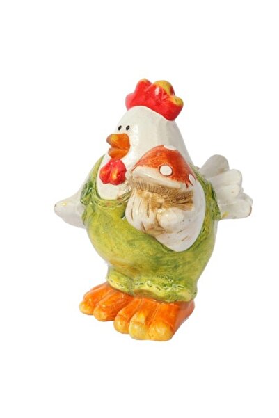 Goliat Figurină decorativă din ceramică Goliat, Găină cu ciupercă, 11x7cm, mu...