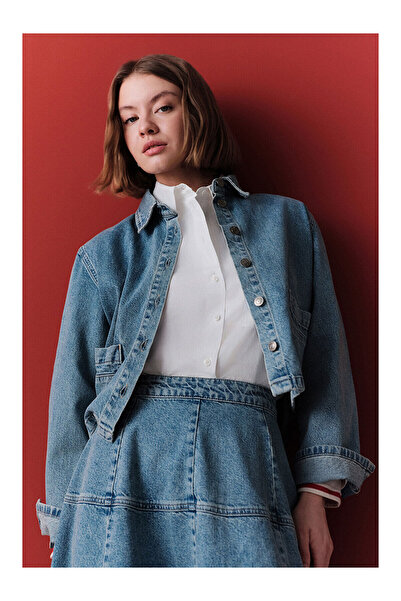 LC Waikiki Nevavm Short Denim Shirt Jacket Blue with a Difference