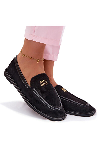 Vinceza Women's Flat Moccasins Black 41