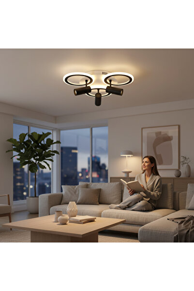 DELIGHT Lustra Led Neagra cu trei spoturi Carina 65w/4200lm 3000k/4000k/6500k...