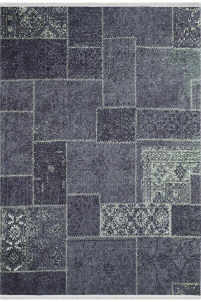 halinet Halı.Net Gray Bohemian Washable Non-Slip Living Room Carpet Haln-Hln1710