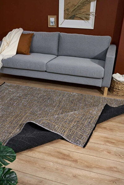 halinet Halı.Net Gray Ethnic Bohemian Washable Non-Slip Living Room Carpet Ap...