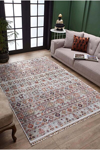 halinet Halı.Net Cream Vintage Antique Washable Non-Slip Living Room Carpet H...