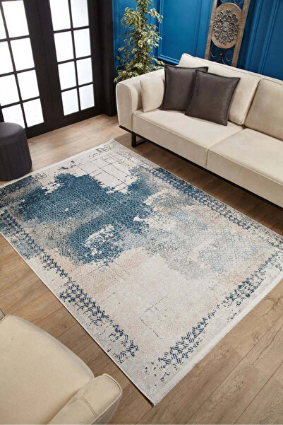 halinet Halı.Net White Vintage Antique Washable Non-Slip Living Room Carpet H...