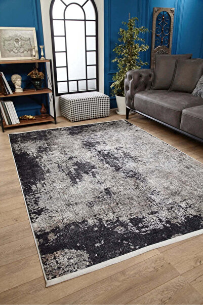 halinet Halı.Net Anthracite Vintage Antique Washable Non-Slip Living Room Car...