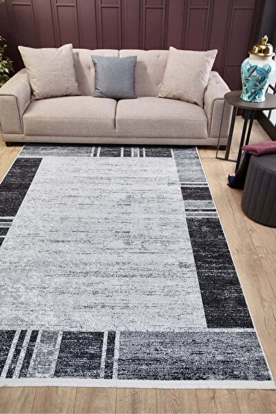 halinet Halı.Net Anthracite Modern Washable Non-Slip Living Room Carpet Haln-...