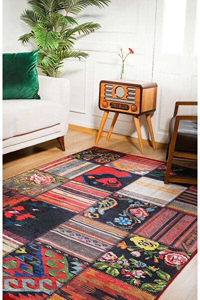 halinet Halı.Net Red Modern Washable Non-Slip Living Room Carpet Haln-Hln315