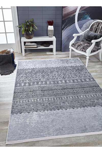 halinet Halı.Net Anthracite Modern Washable Non-Slip Living Room Carpet Haln-...