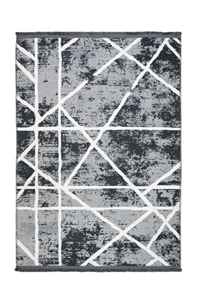 halinet Halı.Net Anthracite Modern Washable Non-Slip Living Room Carpet Pia-G...