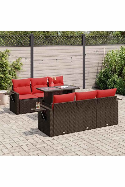vidaxl Set canapele gradina cu perne 7 piese maro poliratan/lemn acacia