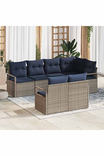 vidaxl Set de canapea 7 pcs Gri poliratan