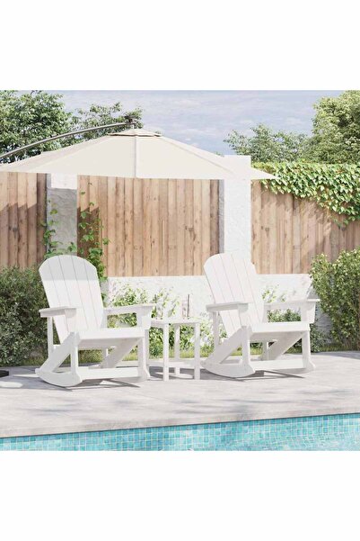 vidaxl Set de lounge pentru gradina 3 pcs Alb HDPE