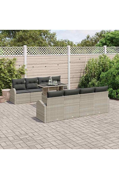 vidaxl Set de canapele pentru gradina 9 pcs Gri deschis poliratan