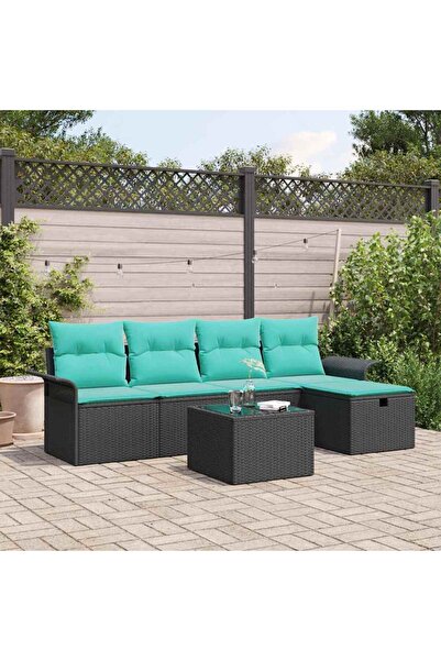 vidaxl Set de canapele pentru gradina cu perna 6 pcs Rattan poli