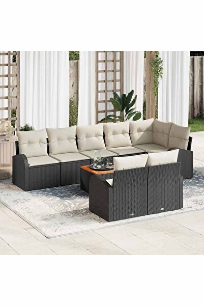 vidaxl Set de canapele pentru gradina 9 pcs Negru È™i Crem poliratan