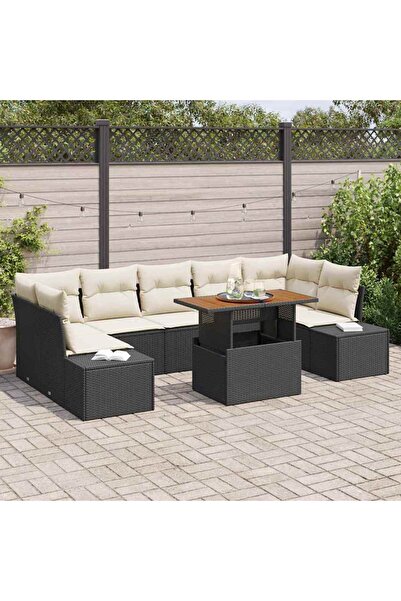 vidaxl Set de canapele pentru gradina 8 pcs Negru Rattan poli