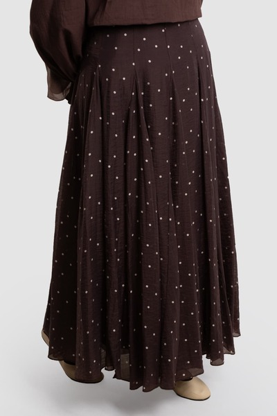Emare Polka Dot Tencel Flared Skirt